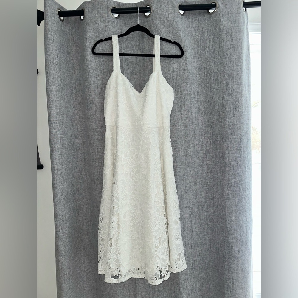 Lulu’s White Crochet Midi Dress